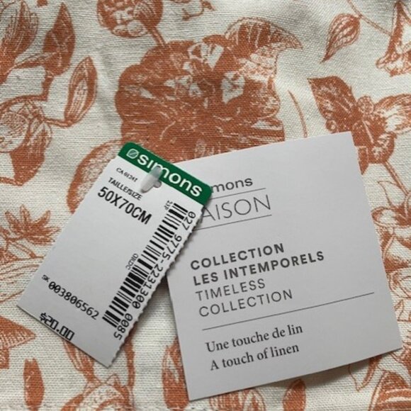 NWT SIMONS Touch of Linen Oversize Coral Tea Towel - Picture 3 of 3